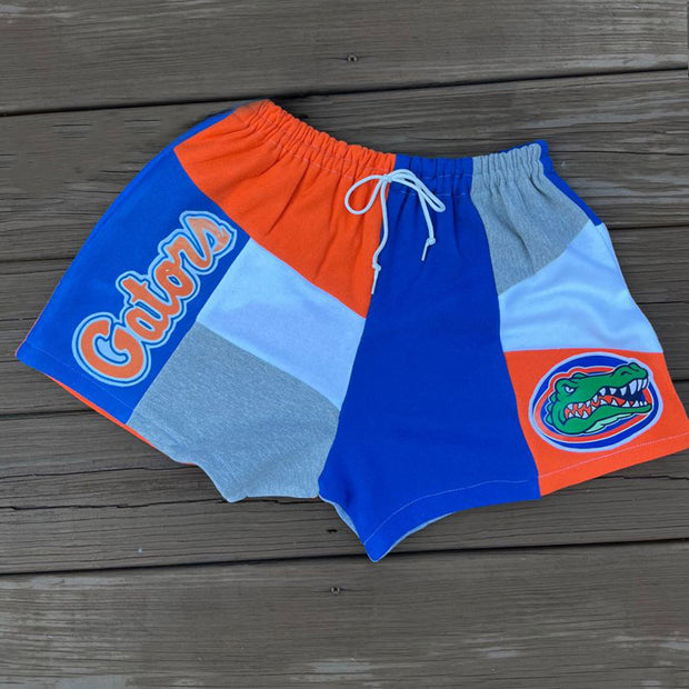 Crocodile patchwork colorful plaid shorts