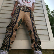 Retro street fashion casual straight-leg trousers