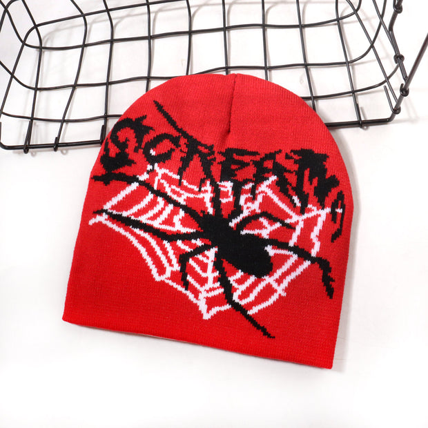 Love spider web jacquard knitted hat