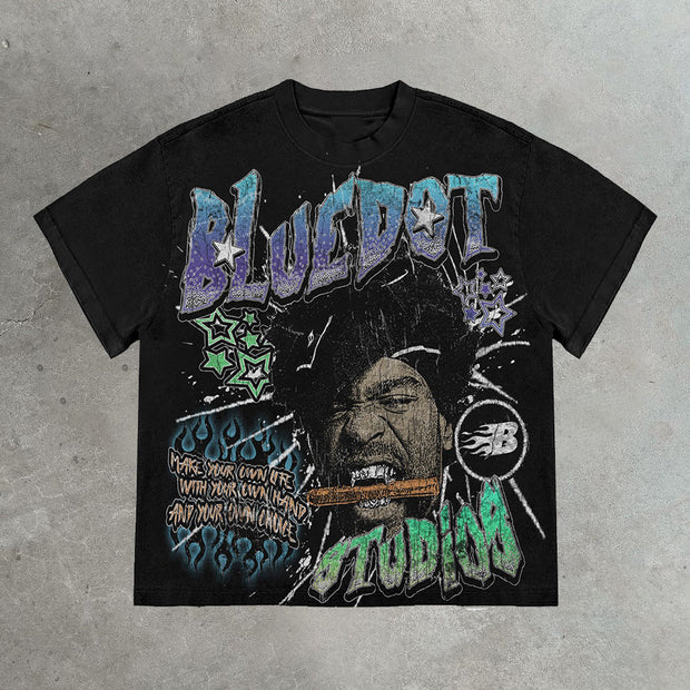 Bluedot casual street printed cotton T-shirt