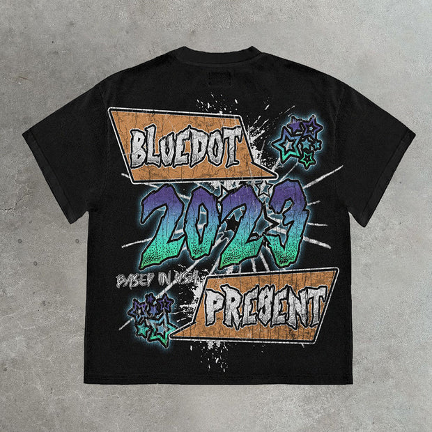 Bluedot casual street printed cotton T-shirt