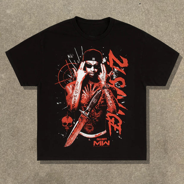 Savage blood knife print T-shirt