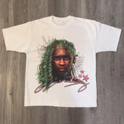 Character Portrait Spider Web Print Short Sleeve T-Shirt