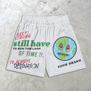 graphic print elastic shorts