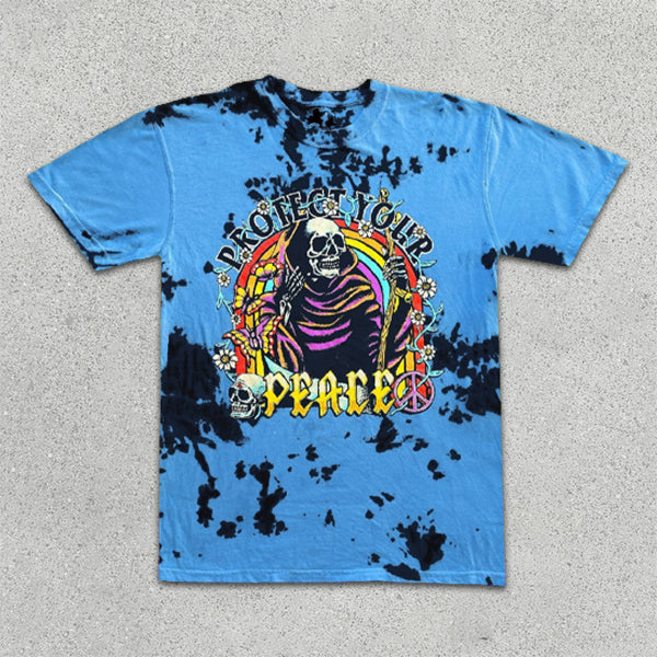 Gradient Skull Graphic Print Short Sleeve T-Shirt