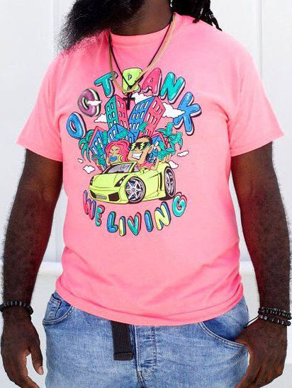 Personalized street print crew neck T-shirt