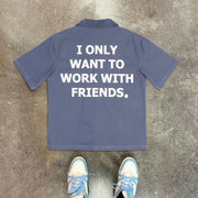 Fashionable casual college style lapel short-sleeved shirt