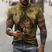 Round neck short sleeve digital print slim pullover men's T-shirt