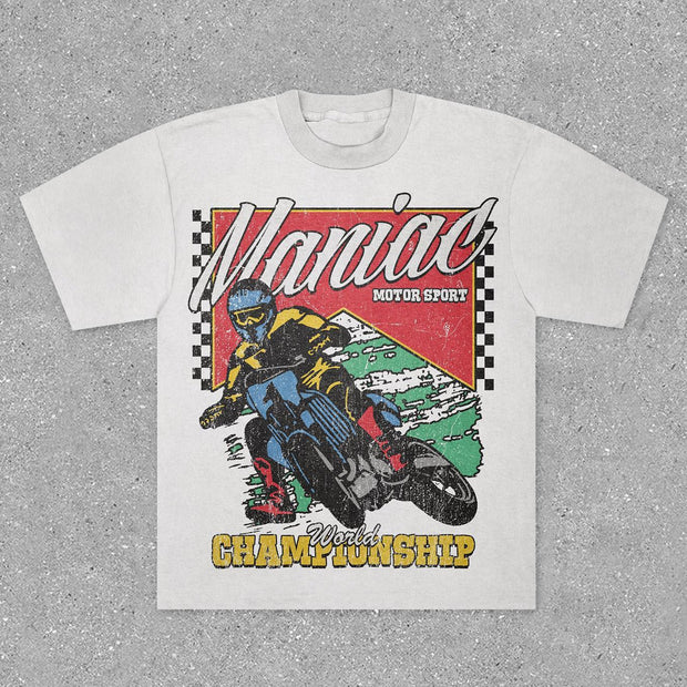 race car print street style T-shirt