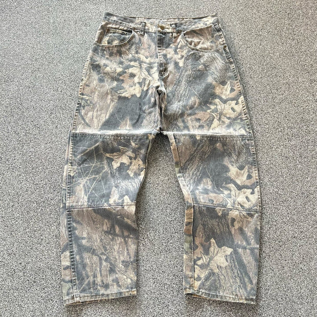 Street Retro Tree Camouflage Straight Pants