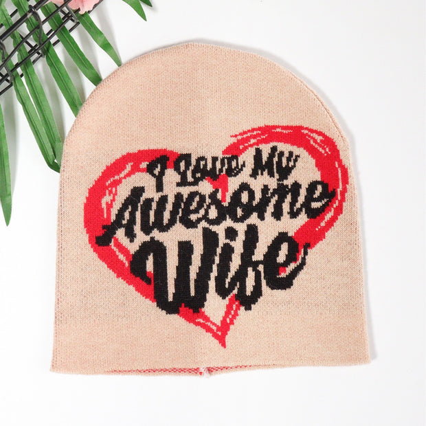 English love wool warm knitted hat