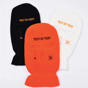 Embroidered spider three-hole hat ski mask