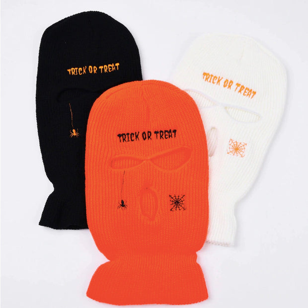 Embroidered spider three-hole hat ski mask