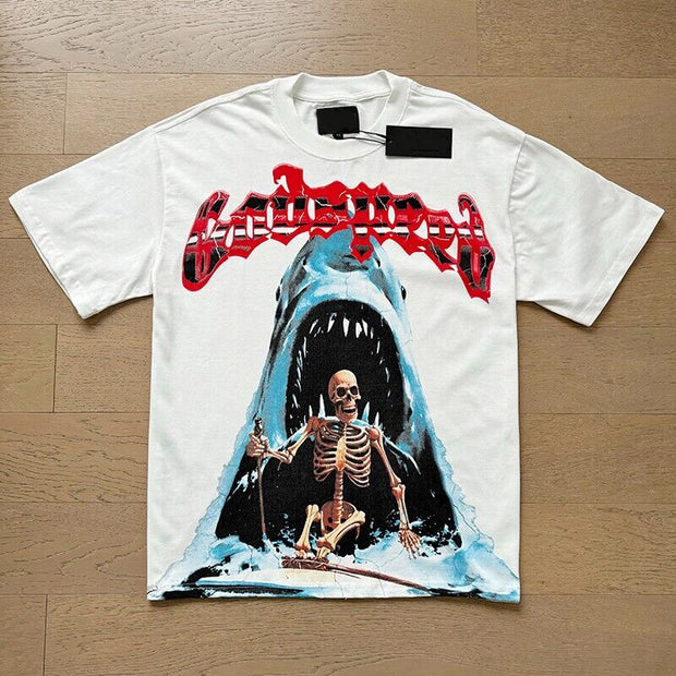 Shark Skull Crew Neck Short Sleeve T-Shirt