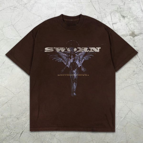 Angel Slogan Graphic Print Short Sleeve T-Shirt