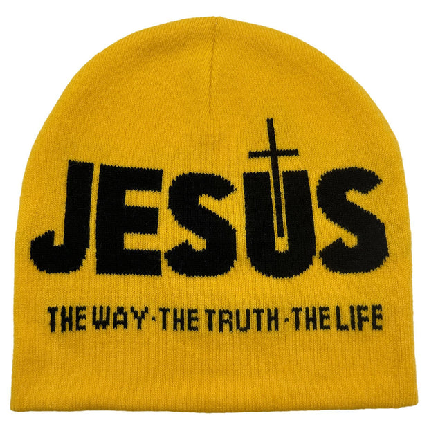 JESUS jacquard knitted hat