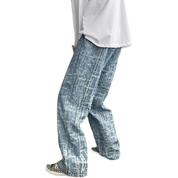 Loose retro washed old daddy straight casual trendy all-match jeans