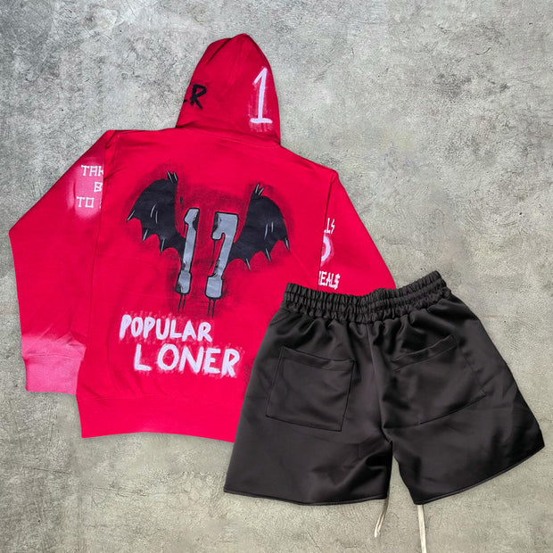 Trendy hip-hop fashion sweater shorts street suit