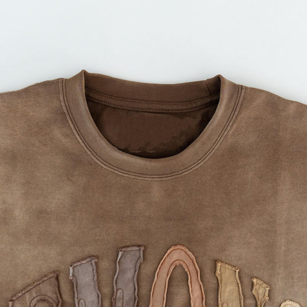 Retro letter patch casual street T-shirt
