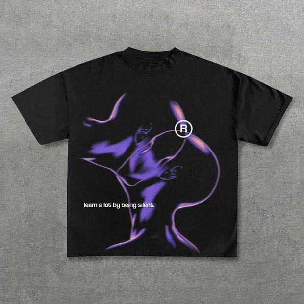 Learn A Lot By Being Silent Print Short Sleeve T-Shirt
