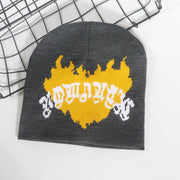 Trendy pullover love flame jacquard knitted hat