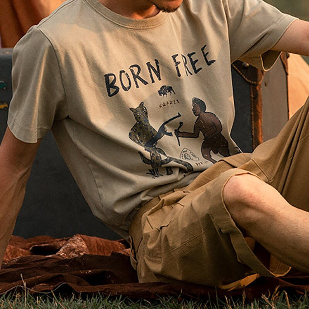 Retro print outdoor fashion short-sleeved T-shirt