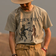 Retro print outdoor fashion short-sleeved T-shirt