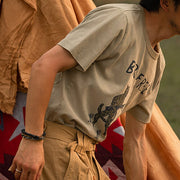 Retro print outdoor fashion short-sleeved T-shirt