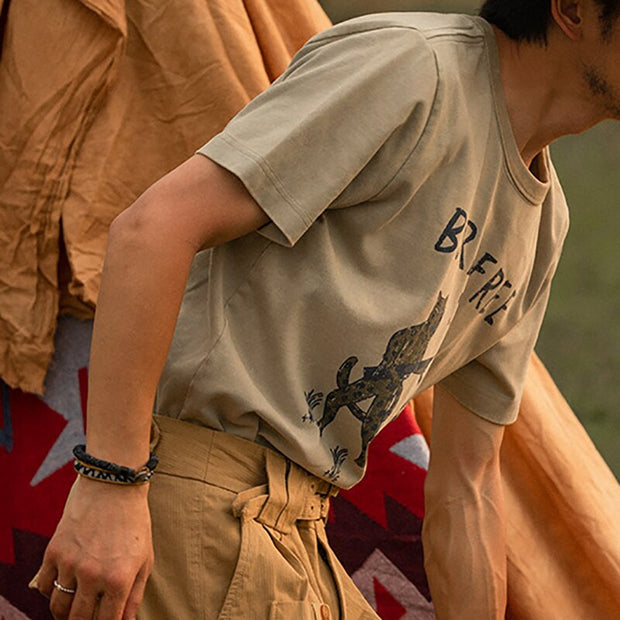 Retro print outdoor fashion short-sleeved T-shirt