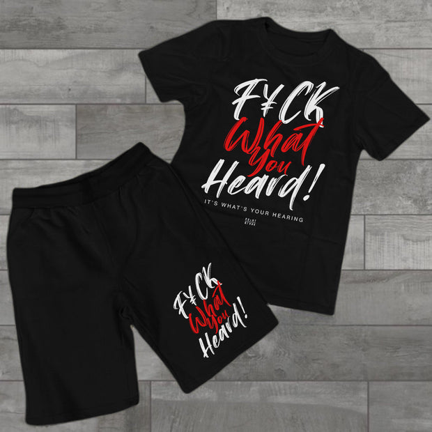 Slogan Graphic Short Sleeve Two Piece Set