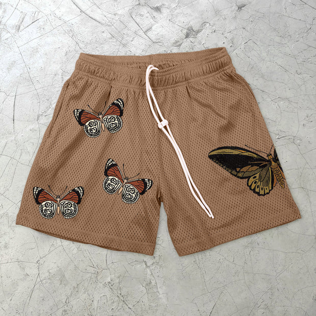 Retro Butterfly Casual Street Mesh Shorts