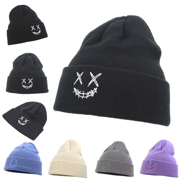 Clown ripped smiley knitted hat woolen hat
