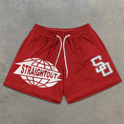 graphic print elastic shorts
