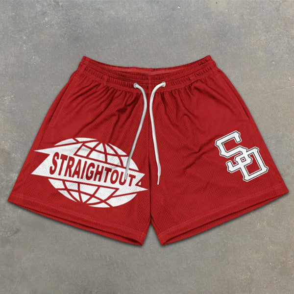 graphic print elastic shorts
