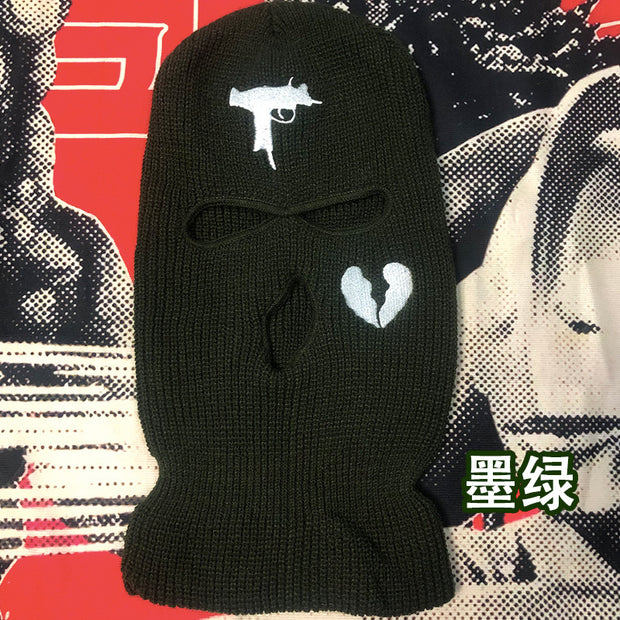 Broken heart street three-hole cap ski mask hat