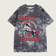Street style tie-dye unicorn loose casual T-shirt