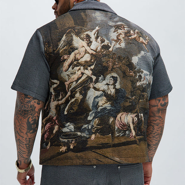 Vintage Oil Painting Tapestry Shirt Jacket
