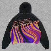 casual retro letter print hoodie