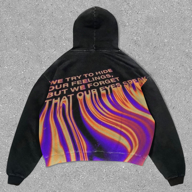 casual retro letter print hoodie