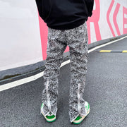 Zipper jeans, trendy brand loose straight leg bootcut trousers