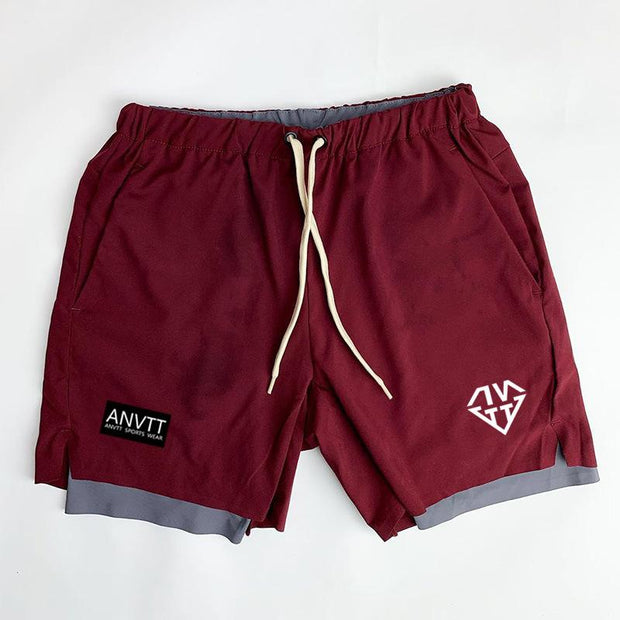 Men's double-layer shorts casual fitness training pants