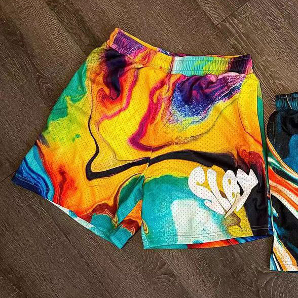 Water flow casual street mesh track shorts