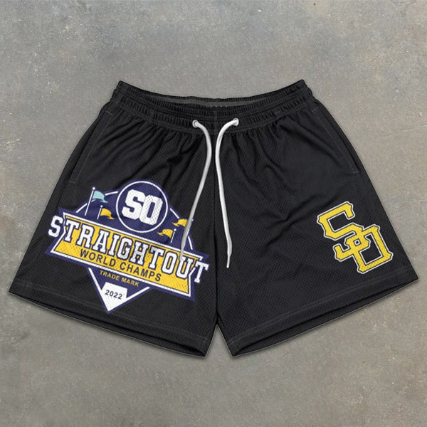 Slogan Graphic Print Elastic Shorts