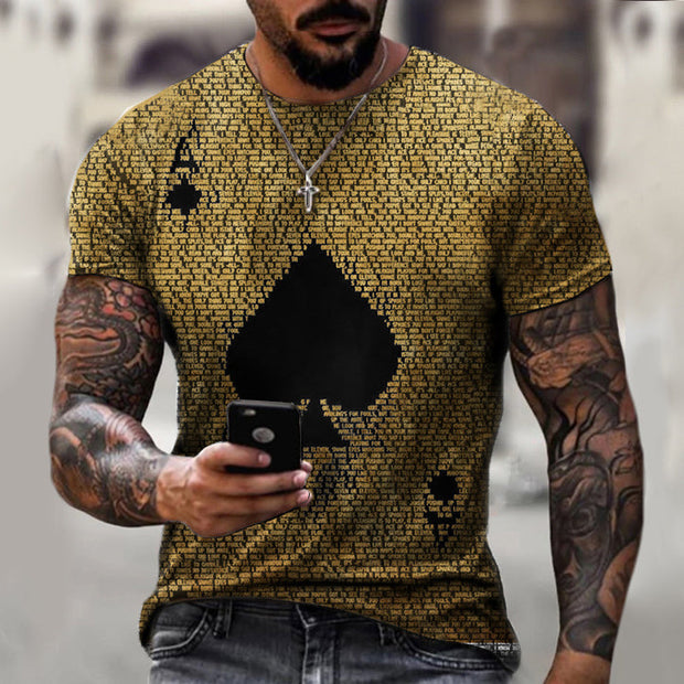 Playing card printing men's T-shirt top