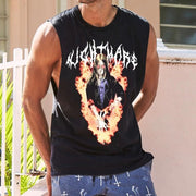 flame figure print waistcoat