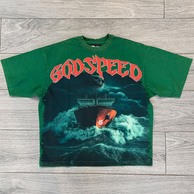 Street retro large print T-shirt