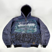 Vintage fleece warm zip-up hooded jacket