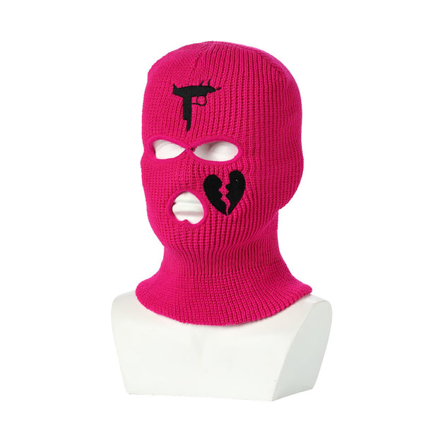 Knitted Ski Hat Outdoor Cycling Three Hole Mask Balaclava Head Cover
