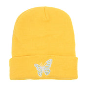 Butterfly print knit hat pullover cap go out warm woolen cap