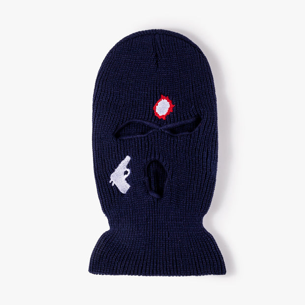 Street Couple Embroidered Three-Hole Beanie